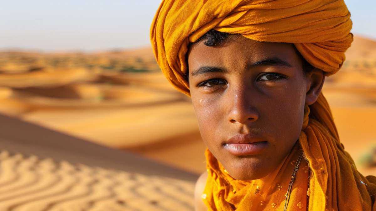 jeune homme algerien dans le sahara