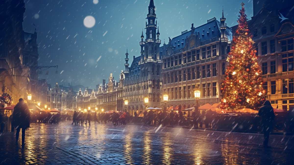 Grand place de Bruxelles sous la neige