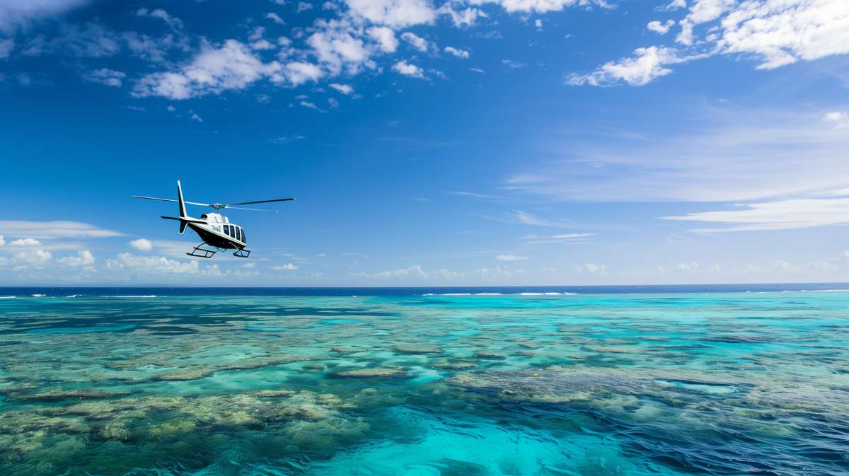 Hélicoptère Grande Barrière de Corail AustralieHélicoptère Grande Barrière de Corail Australie