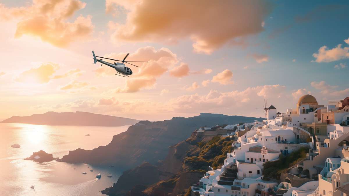 Hélicoptère Santorin Grèce