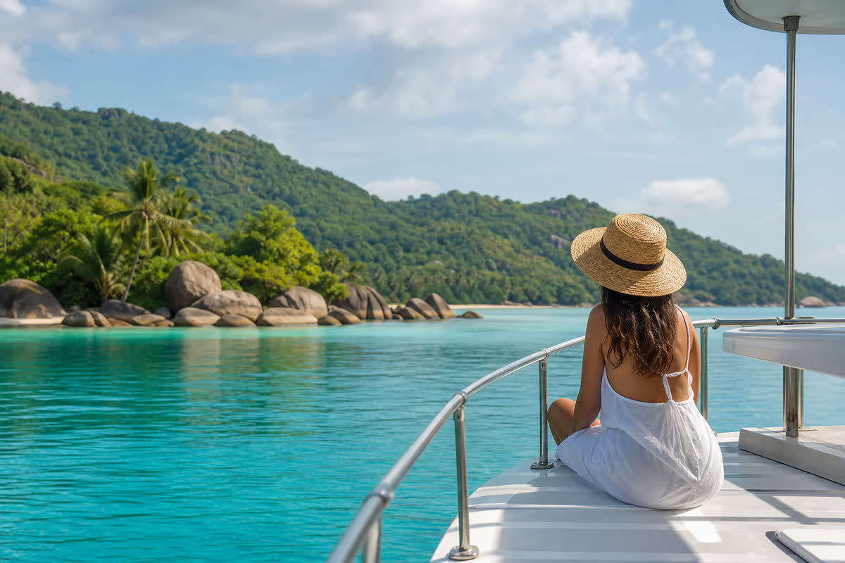 Traversée en bateau entre Mahé, Praslin et La Digue aux Seychelles