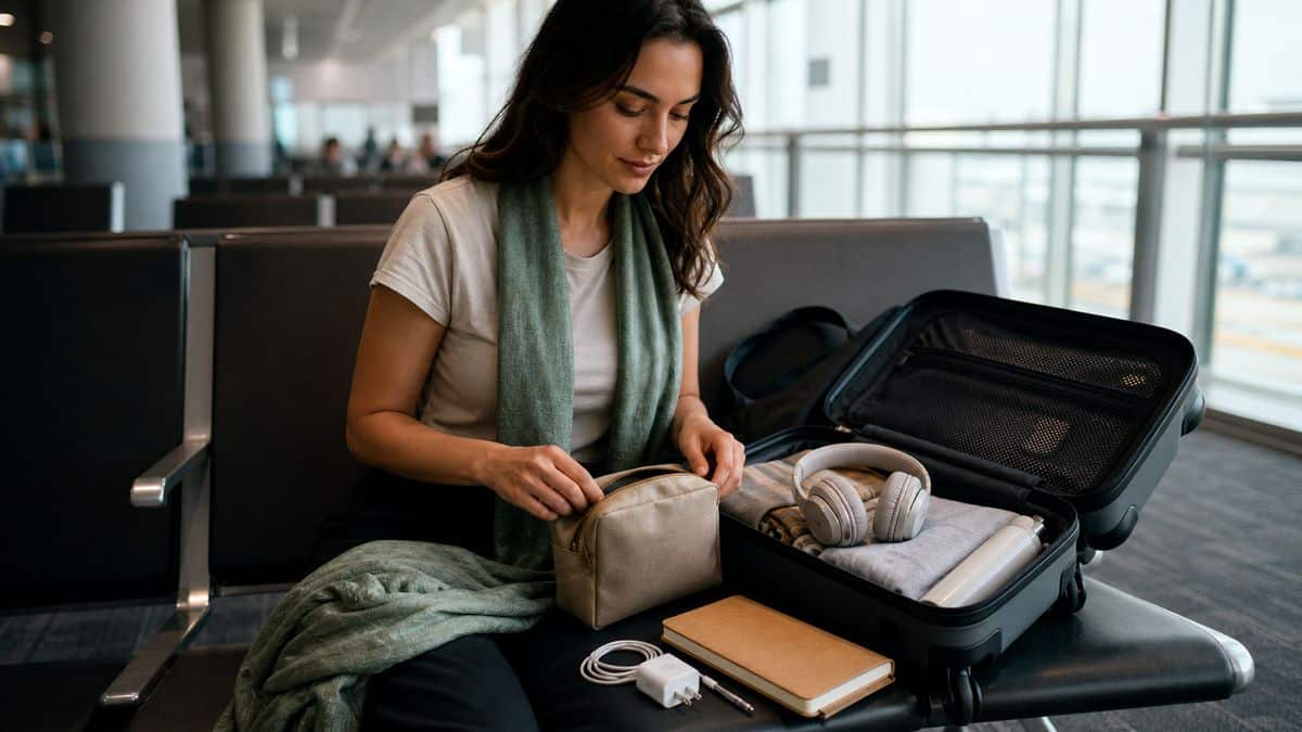 Bagage cabine organisé pour patienter pendant une longue escale