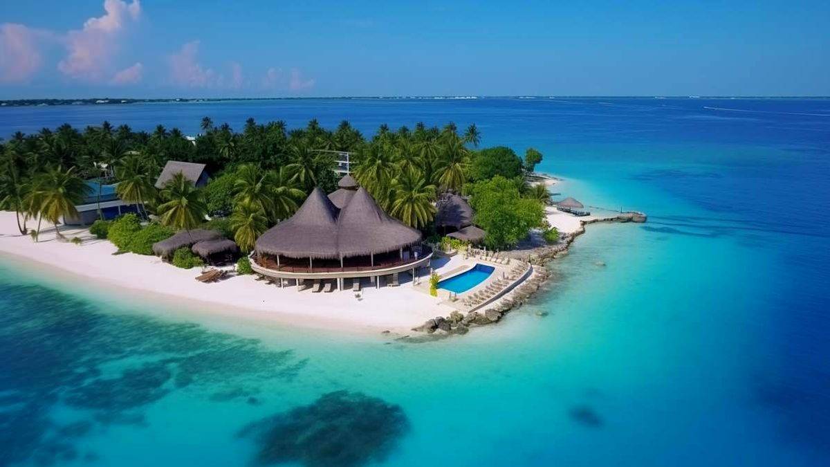 Famille préparant un séjour aux Maldives dans un resort au bord du lagon