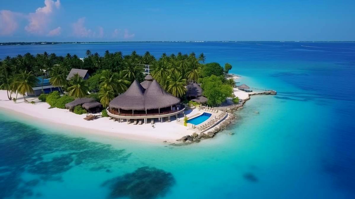 Famille préparant un séjour aux Maldives dans un resort au bord du lagon